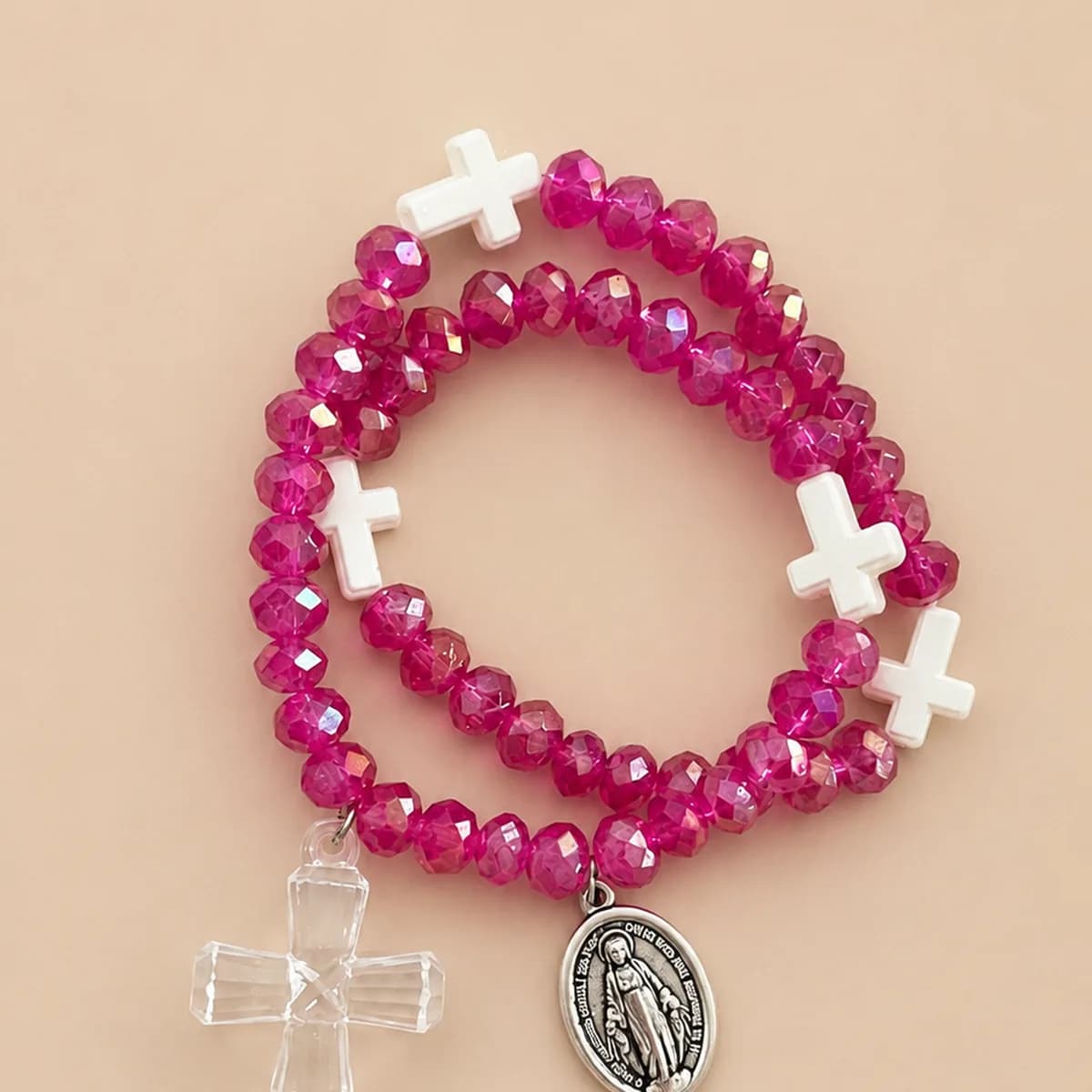 Pulsera Rosario Rosa