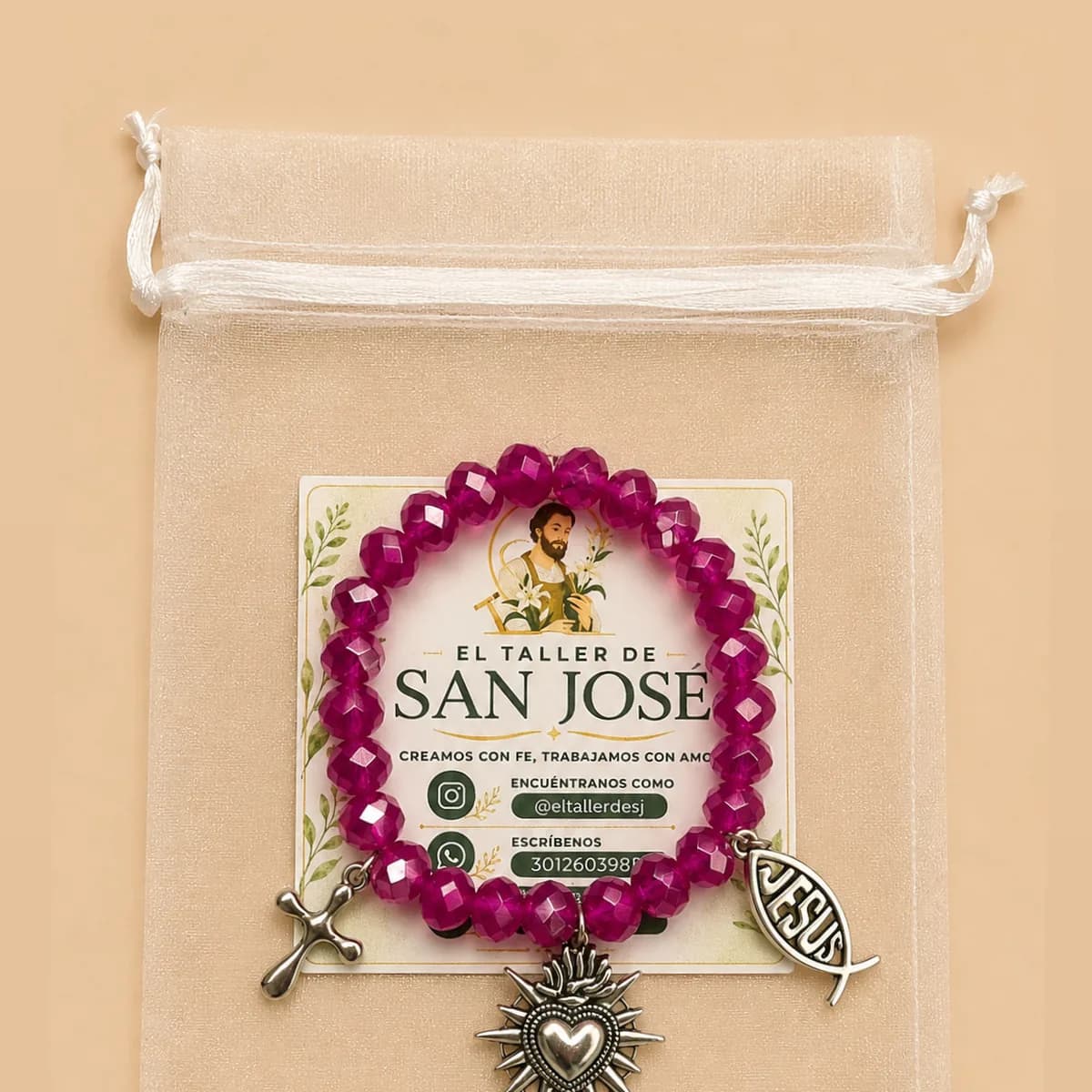 Pulsera violeta trío de dijes