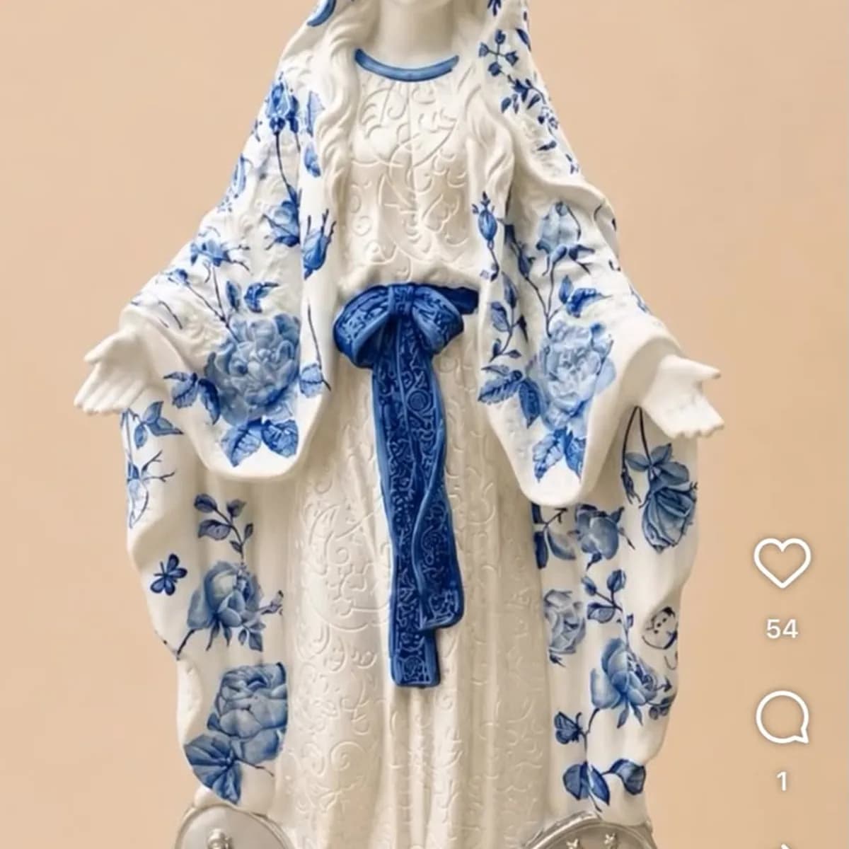 Virgen medalla milagrosa print flores azules